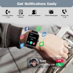 ⁦ساعة ذكية 2023 (استقبال المكالمات/الاتصال) متتبع اللياقة البدنية متوافقة مع ايفون واندرويد، شاشة لمس كاملة 1.7 انش، مراقب معدل ضربات القلب وضغط الدم، ساعة رقمية مقاومة للماء IP67 للنساء والرجال - اسود⁩ - الصورة ⁦3⁩