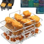 ام جيه راسغ رف مقلاة هوائية للمقلاة الهوائية المزدوجة من نينجا مع ورقة غش مغناطيسية وملحقات مقلاة هوائية لنينجا فودي 304 من الستانلس ستيل متعدد الطبقات قابل للتكديس للفرن