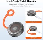 ⁦ميكدودو شاحن مغناطيسي لساعة ابل [منفذ USB-C ولايتنينج]، شاحن لاسلكي محمول لساعة اي ووتش سريع الشحن يناسب سلسلة ساعات ابل 10/9/8/7/6/5/4/3/2/1/SE/SE2/UItra 2/Ultra⁩ - الصورة ⁦3⁩