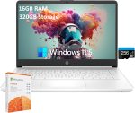 HP لابتوب اعمال 2025 للطلاب بشاشة HD 14 انش ومعالج انتل سيليرون رباعي النواة وRAM 16GB وذاكرة تخزين 320GB (بطاقة ذاكرة اي ام ام سي 64GB + بطاقة SD 256GB) واوفيس 365 لمدة عام وبطاقة رسومات انتل UHD