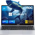 AOC لابتوب 2025 بمعالج انتل رباعي النواة توين ليك N150 (حتى 3.6GHz) 16GB DDR4 512GB SSD 15.6 انش FHD ويندوز 11 برو، هيكل معدني، نوع C