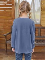 ⁦Girls' T-shirts, tunic, ruffles, long-sleeved shirts, leisure, loose tops, cute children's soft blouse⁩ - الصورة ⁦5⁩