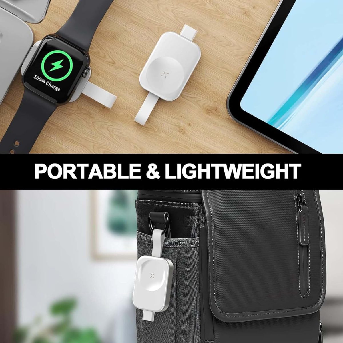 ⁦شاحن محمول متوافق مع ساعة ابل من ويسفنلي، شاحن لاسلكي اي ووتش مع USB C شاحن سفر مغناطيسي سريع الشحن متوافق مع ساعة ابل سلسلة 8 7 اس اي 6 5 4 3 2⁩ - الصورة ⁦6⁩