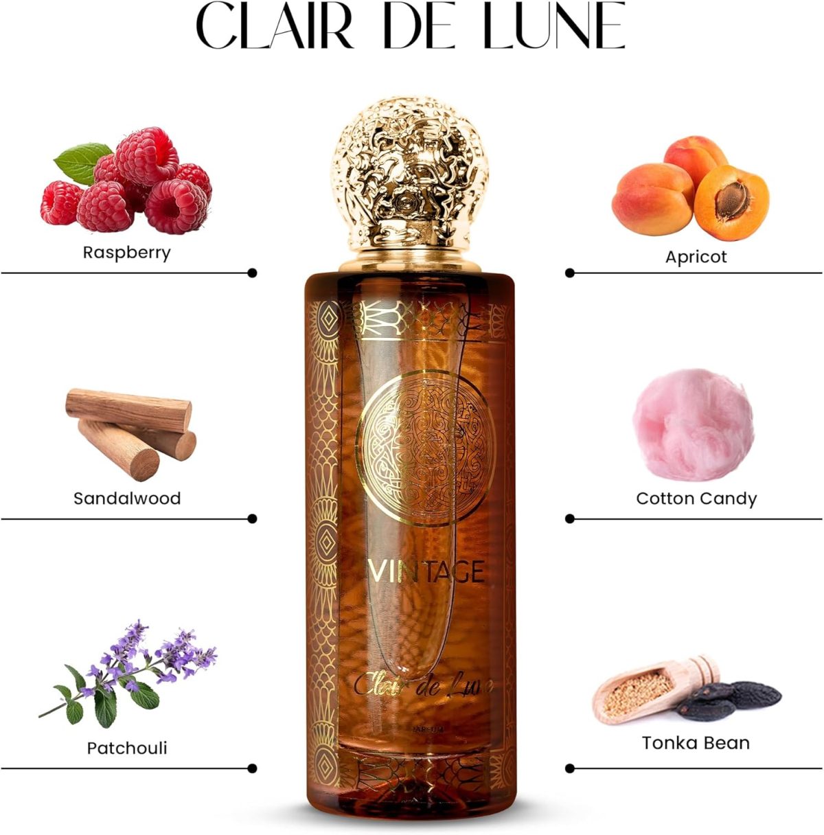 ⁦عطر كلير دي لون من فينتاج باي ايه ام دي بيرفيومز للنساء - عطر كلاسيكي للرجال والنساء - او دي بارفان يدوم طويلا 100 مل⁩ - الصورة ⁦3⁩