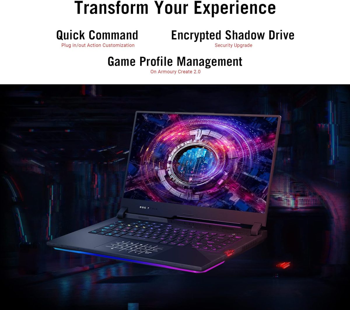 ⁦اسس لابتوب العاب روج ستريكس 15، شاشة 15.6 انش 300Hz 3ms FHD IPS، AMD رايزن 9 5900HX، 32GB DDR4 SDRAM، 1TB SSD، نفيديا جيفورس RTX 3080، كيبورد ميكانيكي بصري RGB لكل مفتاح، ويندوز 11 هوم⁩ - الصورة ⁦6⁩