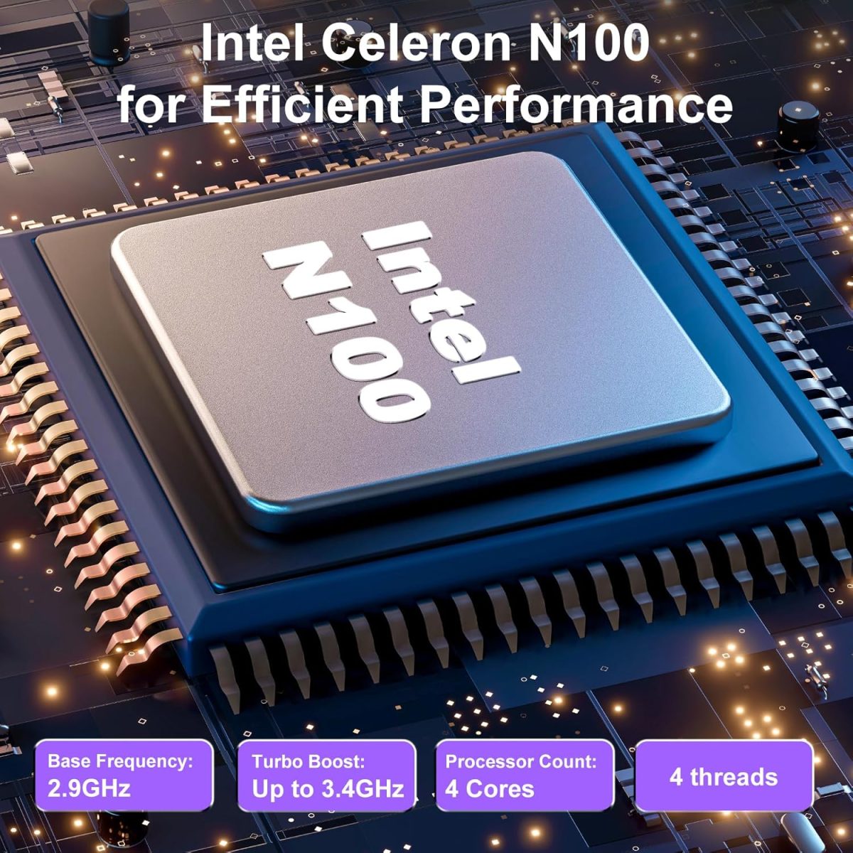 ⁦لابتوب 2025 17 17.3 انش HD+ للطلاب والاعمال، 16GB DDR5 RAM، 1TB SSD، انتل رباعي النواة N100 (يتفوق على i3-1115G4، حتى 3.4GHz)، كيبورد باضاءة خلفية، بصمة اصبع، نوع C، مايكروسوفت اوفيس، ويندوز 11 برو⁩ - الصورة ⁦3⁩