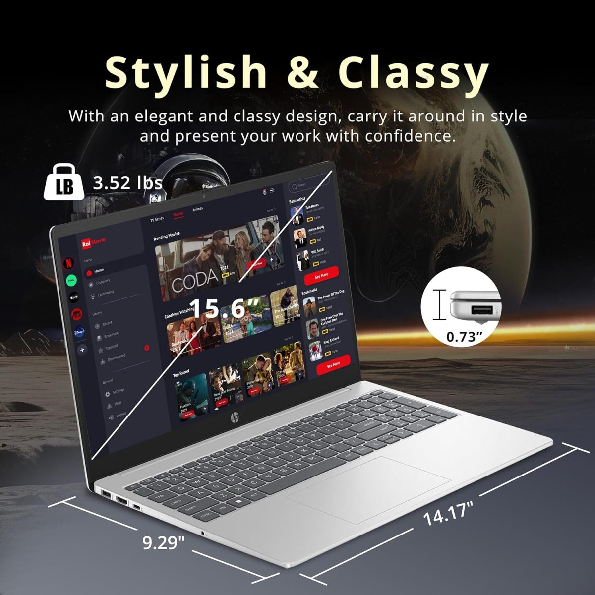 ⁦HP لابتوب بافليون بشاشة لمس HD مقاس 15.6 انش ومعالج انتل i3-1215U وذاكرة RAM 16GB وتخزين 1.16TB (SSD 1TB + قاعدة شحن 160GB) وبطاقة رسومات انتل UHD ولوحة ارقام وكاميرا ويب وواي فاي 6E وويندوز 11 برو⁩ - الصورة ⁦8⁩