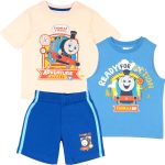توماس اند فريندز طقم شورت مكون من 3 قطع، قميص باكمام قصيرة وقميص بدون اكمام وشورت من توماس اند فريندز، مجموعة من 3 قطع