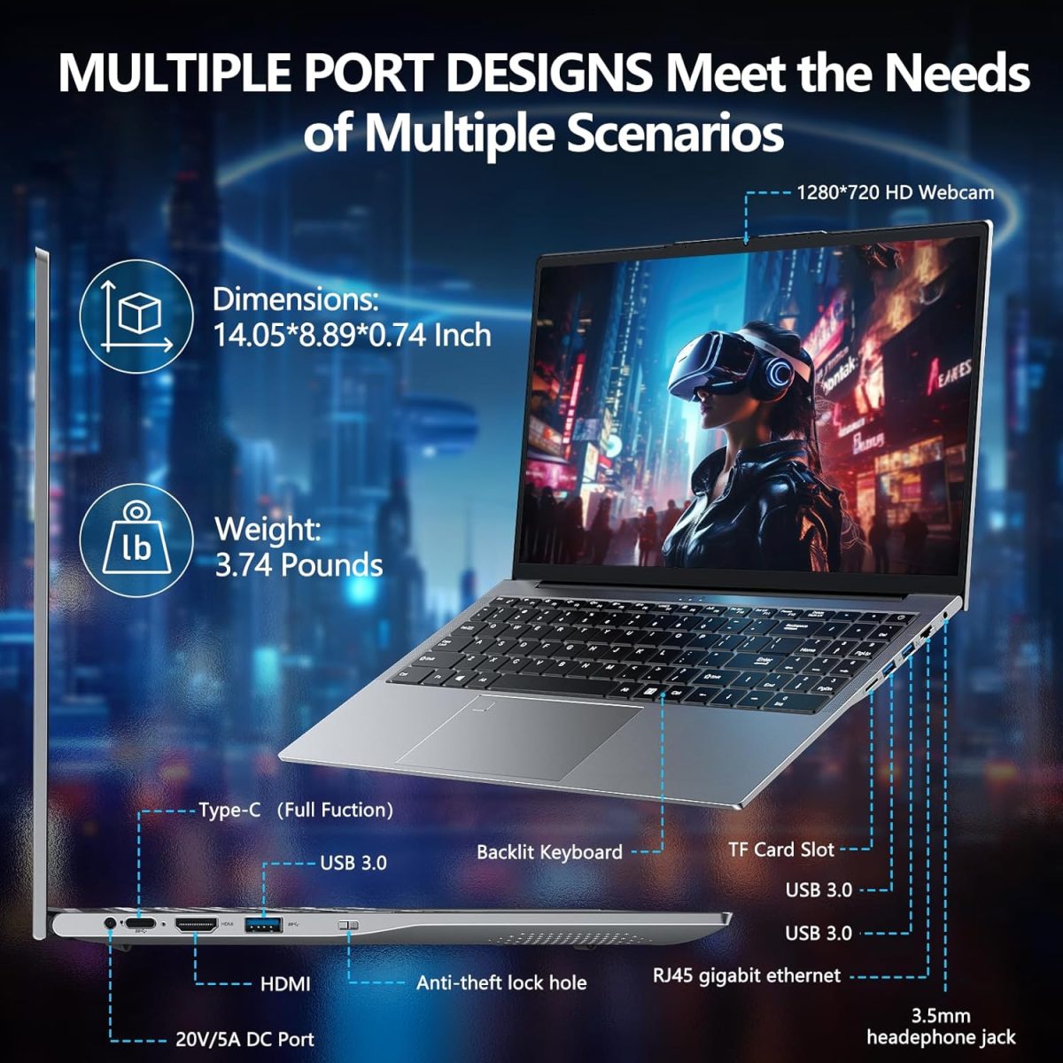 ⁦لابتوب العاب 15.6 انش 16GB RAM 1TB SSD من نياكون، معالج i9-11900H 8C/16T (حتى 4.9Ghz)، رسومات UHD، شاشة 15.6 انش FHD 1920×1080، واي فاي 6، بلوتوث 5.2، كيبورد باضاءة خلفية⁩ - الصورة ⁦4⁩