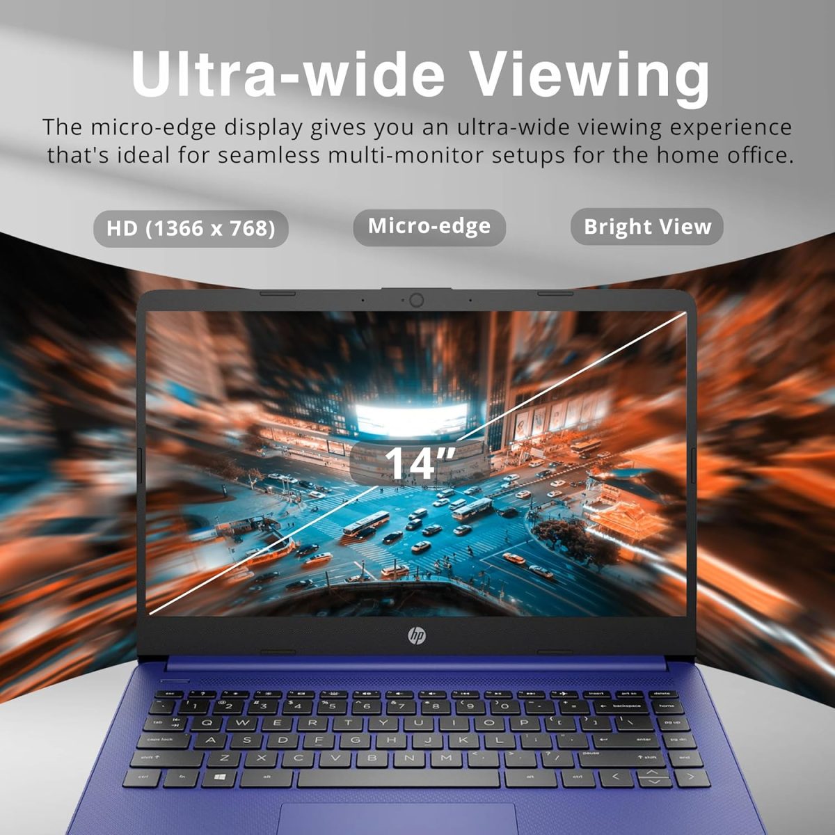 ⁦HP لابتوب ستريم 14 انش مايكرو ايدج HD، انتل سيليرون N4020، ذاكرة RAM 8GB، تخزين 224GB (مجموعة قاعدة شحن اي ام ام سي 64GB و160GB)، اوفيس 365 لمدة عام، كاميرا ويب، واي فاي 5، بلوتوث، ويندوز 11، ازرق⁩ - الصورة ⁦5⁩