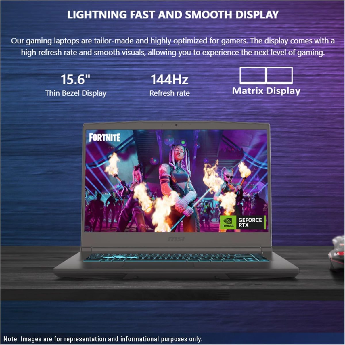 ⁦MSI لابتوب العاب رفيع A15 بالذكاء الاصطناعي، AMD رايزن 9 8945HS، 64GB DDR5 RAM، 4TB PCIe SSD، شاشة 15.6 انش FHD (1920x1080) 144Hz IPS، انفيديا جي فورس RTX 4060، كيبورد باضاءة خلفية، W11 برو، اسود⁩ - الصورة ⁦3⁩