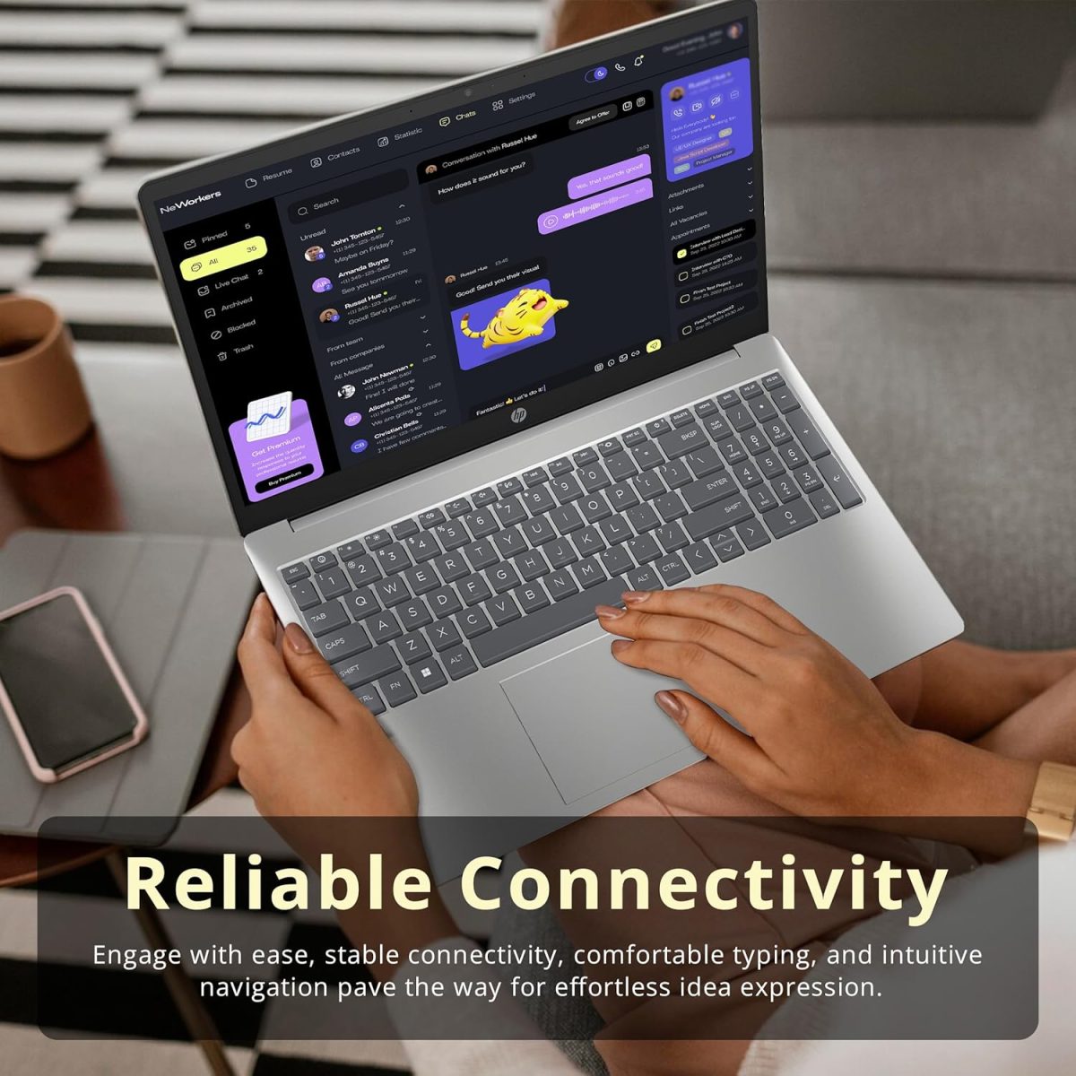 ⁦HP لابتوب بافليون بشاشة لمس HD مقاس 15.6 انش ومعالج انتل i3-1215U وذاكرة RAM 16GB وتخزين 1.16TB (SSD 1TB + قاعدة شحن 160GB) وبطاقة رسومات انتل UHD ولوحة ارقام وكاميرا ويب وواي فاي 6E وويندوز 11 برو⁩ - الصورة ⁦7⁩