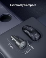 ⁦انكر شاحن سيارة 167.5 واط بحد اقصى 3 منافذ، محول سيارة USB-C لماك بوك برو/اير، سلسلة ايفون 16/15/14، سامسونج S24/S23، ايباد، هواوي، شاومي، فيفو واوبو (كيبل USB-C الى C متضمن)⁩ - الصورة ⁦6⁩
