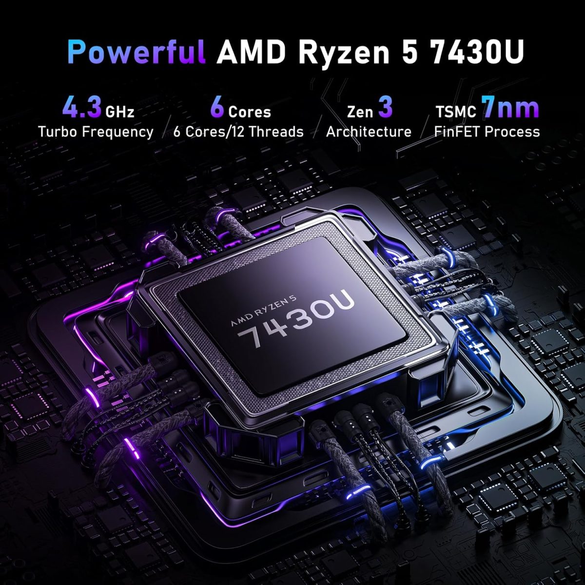 ⁦لابتوب العاب 15.6 انش من نايكلولو، ذاكرة RAM 32GB وSSD 1TB، معالج AMD رايزن 5 7430U 6C/12T (حتى 4.3Ghz)، بطاقة رسومات AMD راديون، شاشة 15.6 انش FHD 1920×1080، واي فاي 5، بلوتوث 5.0، كيبورد باضاءة⁩ - الصورة ⁦3⁩