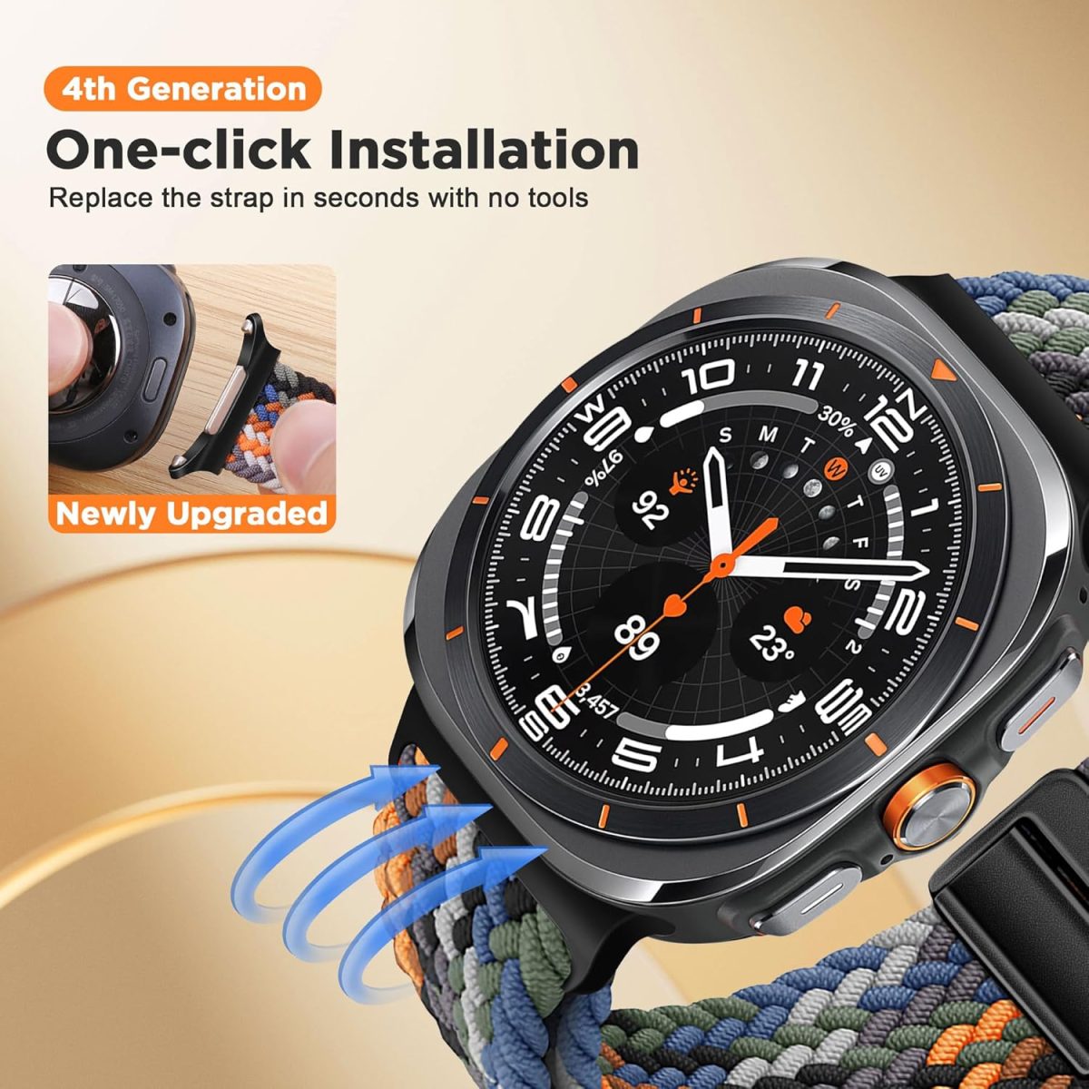⁦Compatible with Samsung Galaxy Watch Ultra Strap Quick Release Nylon Straps with Magnetic Metal Buckle, Adjustable Stretchy Sport Watch Band for Galaxy Watch Ultra 47mm⁩ - الصورة ⁦3⁩