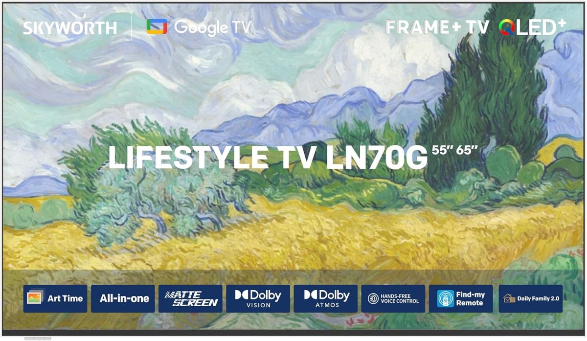 سكاي ورث تلفزيون 65LN70G 65 بوصة (165 سم) 4K UHD QLED باطار ذكي - تلفزيون جوجل، دولبي فيجن/اتموس، HDR10+، 120Hz MEMC، جهاز تحكم صوتي بالذكاء الاصطناعي، 3 × HDMI 2.1 (VRR/ALLM)، تخزين 32GB - تجربة مسرح