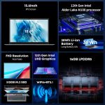 ⁦تشو وي لابتوب جيمي بوك بلس 15.6 انش، 512GB SSD 16GB LPDDR5، انتل N100 (حتى 3.4GHz، TDP 15W)، ويندوز 11، 1TB SSD اكسبند، IPS FHD 1920×1080، HDMI، واي فاي 6، بلوتوث 5.2، USB 3.0، كاميرا ويب⁩ - الصورة ⁦3⁩
