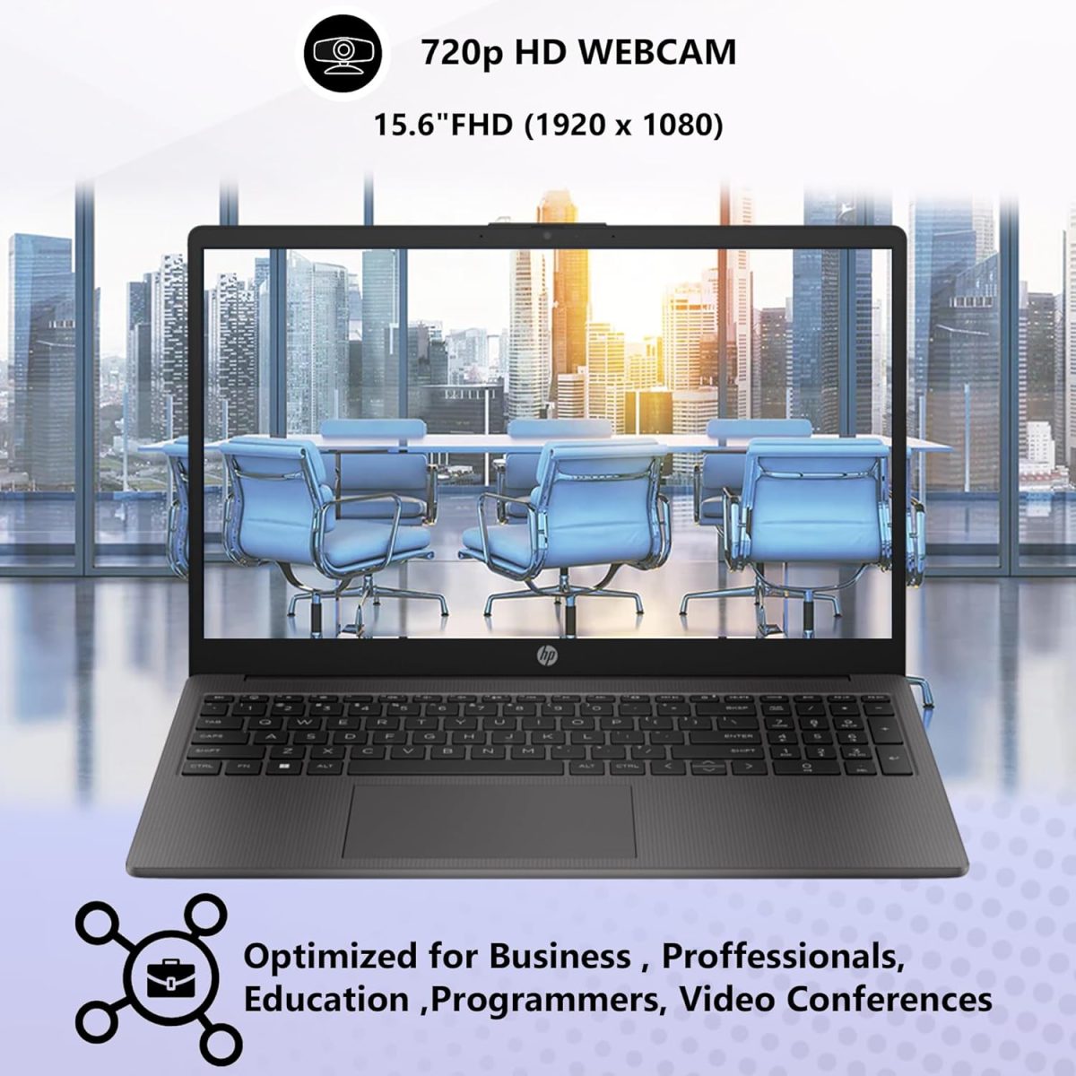 ⁦HP لابتوب 250 255 G10 للاعمال بشاشة FHD 15.6 انش ومعالج انتل كور i5-1334U (يتفوق على AMD رايزن 5 7530U) وRAM 16GB وSSD بمنفذ PCIe 512GB للمنزل والطلاب وكاميرا ويب ولوحة ارقام وويندوز 11 برو⁩ - الصورة ⁦4⁩