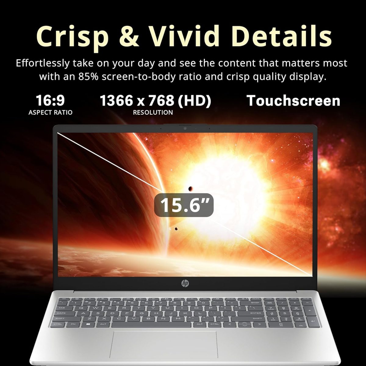 ⁦HP لابتوب بافليون بشاشة لمس HD مقاس 15.6 انش ومعالج انتل i3-1215U وذاكرة RAM 16GB وتخزين 1.16TB (SSD 1TB + قاعدة شحن 160GB) وبطاقة رسومات انتل UHD ولوحة ارقام وكاميرا ويب وواي فاي 6E وويندوز 11 برو⁩ - الصورة ⁦4⁩