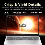 ⁦HP لابتوب بافليون بشاشة لمس HD مقاس 15.6 انش ومعالج انتل i3-1215U وذاكرة RAM 16GB وتخزين 1.16TB (SSD 1TB + قاعدة شحن 160GB) وبطاقة رسومات انتل UHD ولوحة ارقام وكاميرا ويب وواي فاي 6E وويندوز 11 برو⁩ - الصورة ⁦4⁩