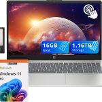 HP لابتوب بافليون بشاشة لمس HD مقاس 15.6 انش ومعالج انتل i3-1215U وذاكرة RAM 16GB وتخزين 1.16TB (SSD 1TB + قاعدة شحن 160GB) وبطاقة رسومات انتل UHD ولوحة ارقام وكاميرا ويب وواي فاي 6E وويندوز 11 برو
