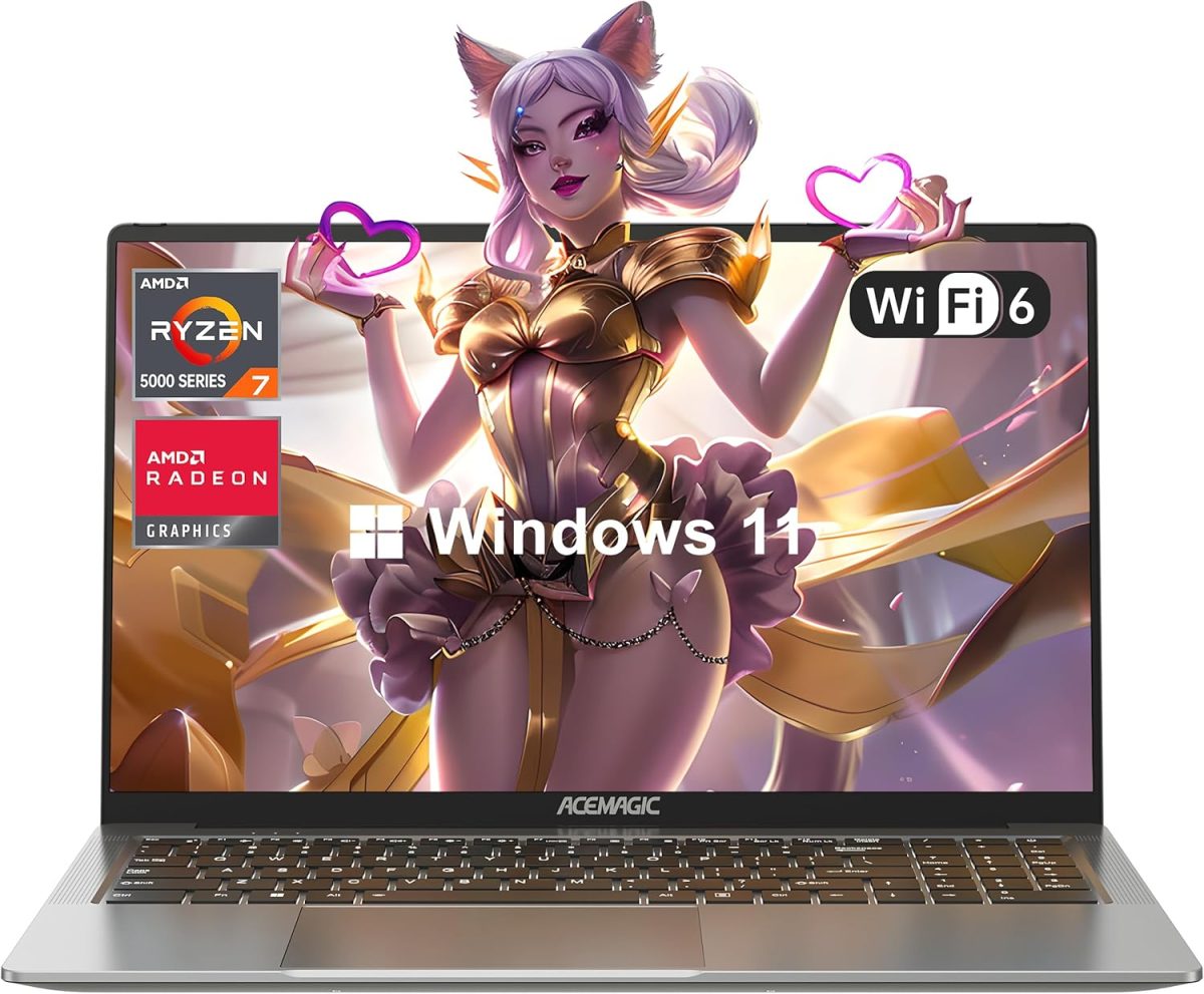 لابتوب العاب ايس ماجيك 2025 بمعالج AMD رايزن 7 5700U (8C/16T حتى 4.3GHz)، ذاكرة RAM 16GB وSSD NVMe 512GB، بطاقة رسومات راديون RX فيجا 8، شاشة FHD 16.1 انش، واي فاي 6، كيبورد باضاءة خلفية
