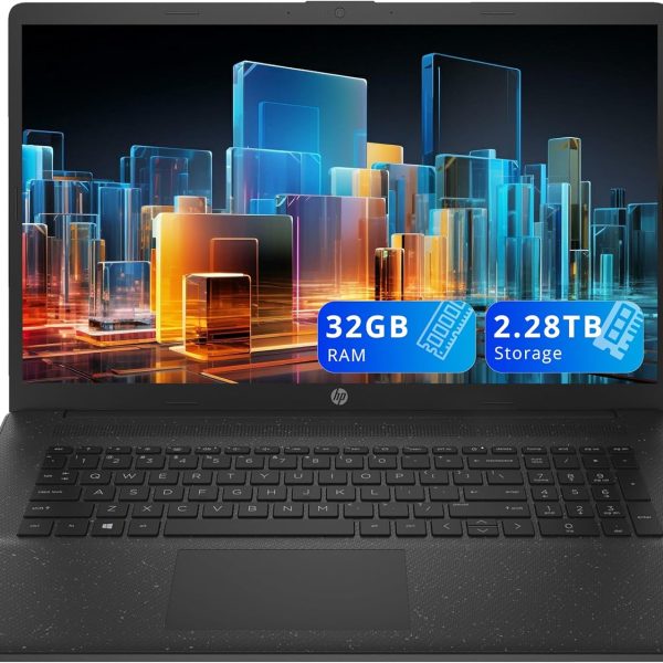 HP لابتوب اعمال 17.3 انش HD+ انتل i5-1334U، ذاكرة RAM 32GB، تخزين 2.28TB (SSD 2TB + قاعدة شحن 288GB) بطاقة رسومات انتل ايريس Xe، كيبورد بالحجم الكامل، واي فاي 6، كاميرا HD 720p، ويندوز 11، اسود