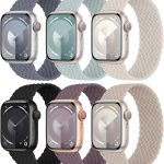 6 قطع من سوار ساعة ابل 40 ملم 41 ملم 38 ملم 42 ملم 44 ملم 45 ملم 46 ملم 49 ملم للرجال والنساء، اساور نايلون مرنة قابلة للتمدد لسلسلة اي ووتش 10 9 8 7 6 5 4 3 الترا 2 SE SE 2