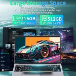⁦لابتوب اف اس جون ويندوز 11 برو/اوفيس 2019 بشاشة FHD 17.3 انش ومعالج سيليرون N5095 (حتى 2.9GHz) وDDR4 16GB RAM و512GB SSD وشاشة IPS FHD 1080P وقارئ بصمات وكيبورد باضاءة خلفية ومنفذ HDMI صغير و3 منافذ⁩ - الصورة ⁦5⁩