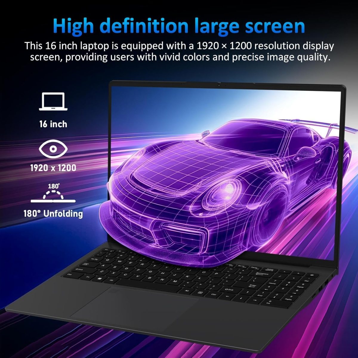 ⁦لابتوب اعمال 16 انش، معالج AMD رايزن 3 3250U، 8GB RAM 512GB SSD، فتح بصمة الاصبع، كيبورد باضاءة خلفية، شاشة FHD، لابتوب تقليدي للعمل والمكتب والطلاب والالعاب (8GB | 512GB)⁩ - الصورة ⁦5⁩