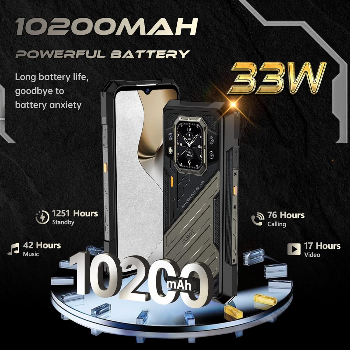 ⁦كوبت جوال كينج كونج اكس راجد 5G- ذاكرة RAM 32GB وروم 512GB، بطارية 10200mAh، كاميرا 100MP، شاشة مزدوجة 6.55 انش FHD+1.85 انش، IP68/IP69K، ثنائي شرائح الاتصال اندرويد 14، NFC/GPS/OTG⁩ - الصورة ⁦4⁩