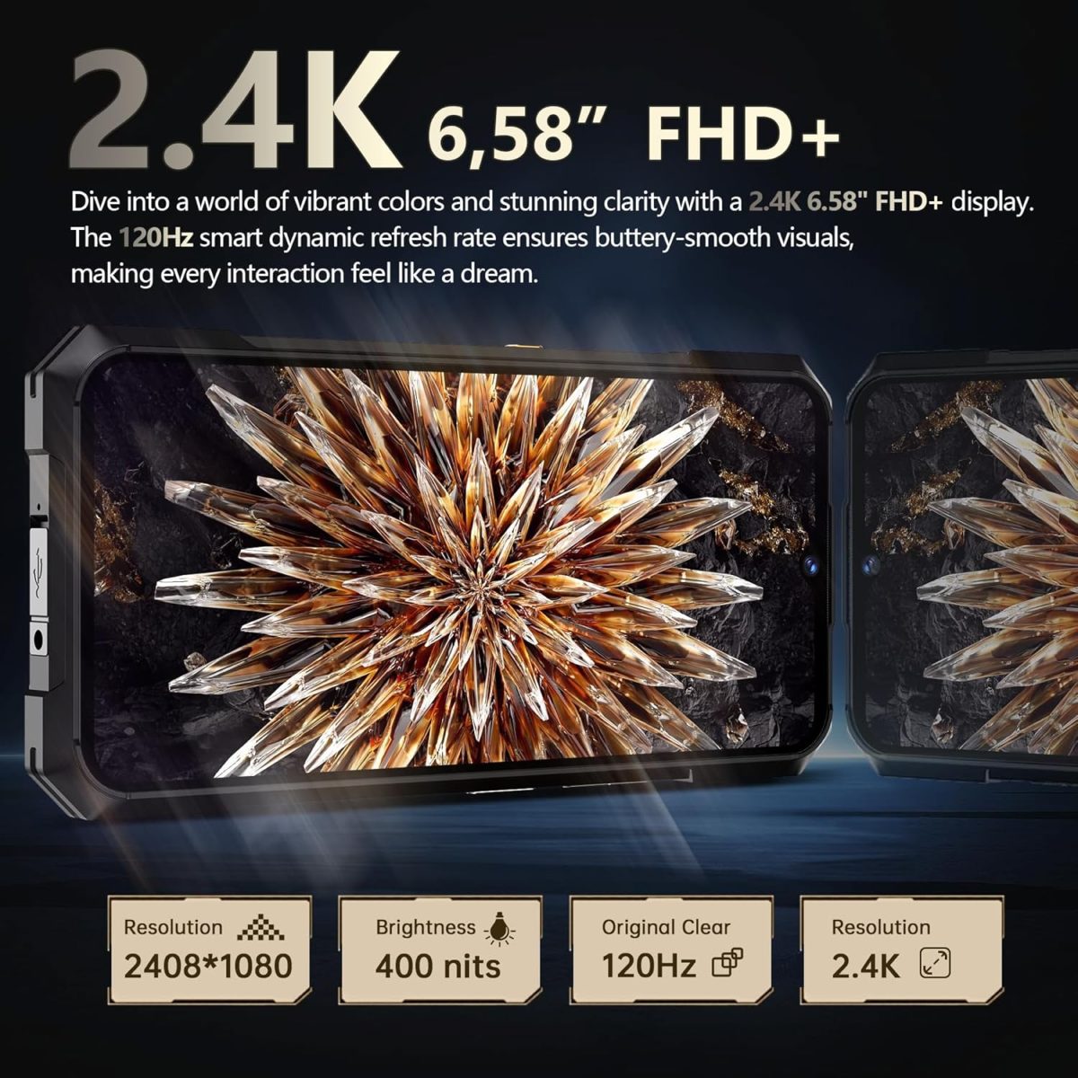 ⁦كوبت جوال كينج كونج اكس راجد 5G- ذاكرة RAM 32GB وروم 512GB، بطارية 10200mAh، كاميرا 100MP، شاشة مزدوجة 6.55 انش FHD+1.85 انش، IP68/IP69K، ثنائي شرائح الاتصال اندرويد 14، NFC/GPS/OTG⁩ - الصورة ⁦5⁩