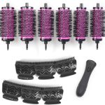 اكسيلنت جلوبال اكس جي مجموعة فرش شعر مستديرة مع اداة تصفيف اسطوانية قابلة للفصل، 6 اسطوانات ومقبض واحد و6 مشابك، مقاس S وM وL BT091