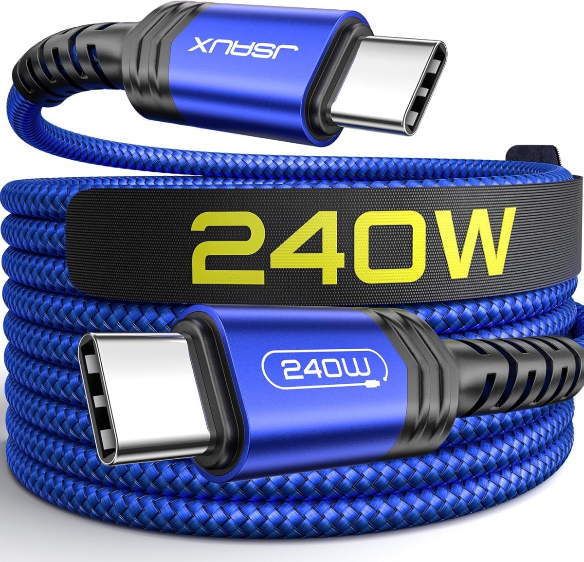 جي سوكس كيبل USB C 240 واط بطول 3 متر، كيبل USB C الى USB C PD 3.1 5A نوع C للشحن السريع لايفون 16/16 برو ماكس/15/15 برو ماكس، ماك بوك برو اير، ايباد برو اير، ديل XPS، سامسونج جالاكسي S24/S23، ازرق