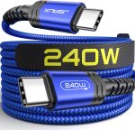 جي سوكس كيبل USB C 240 واط بطول 3 متر، كيبل USB C الى USB C PD 3.1 5A نوع C للشحن السريع لايفون 16/16 برو ماكس/15/15 برو ماكس، ماك بوك برو اير، ايباد برو اير، ديل XPS، سامسونج جالاكسي S24/S23، ازرق