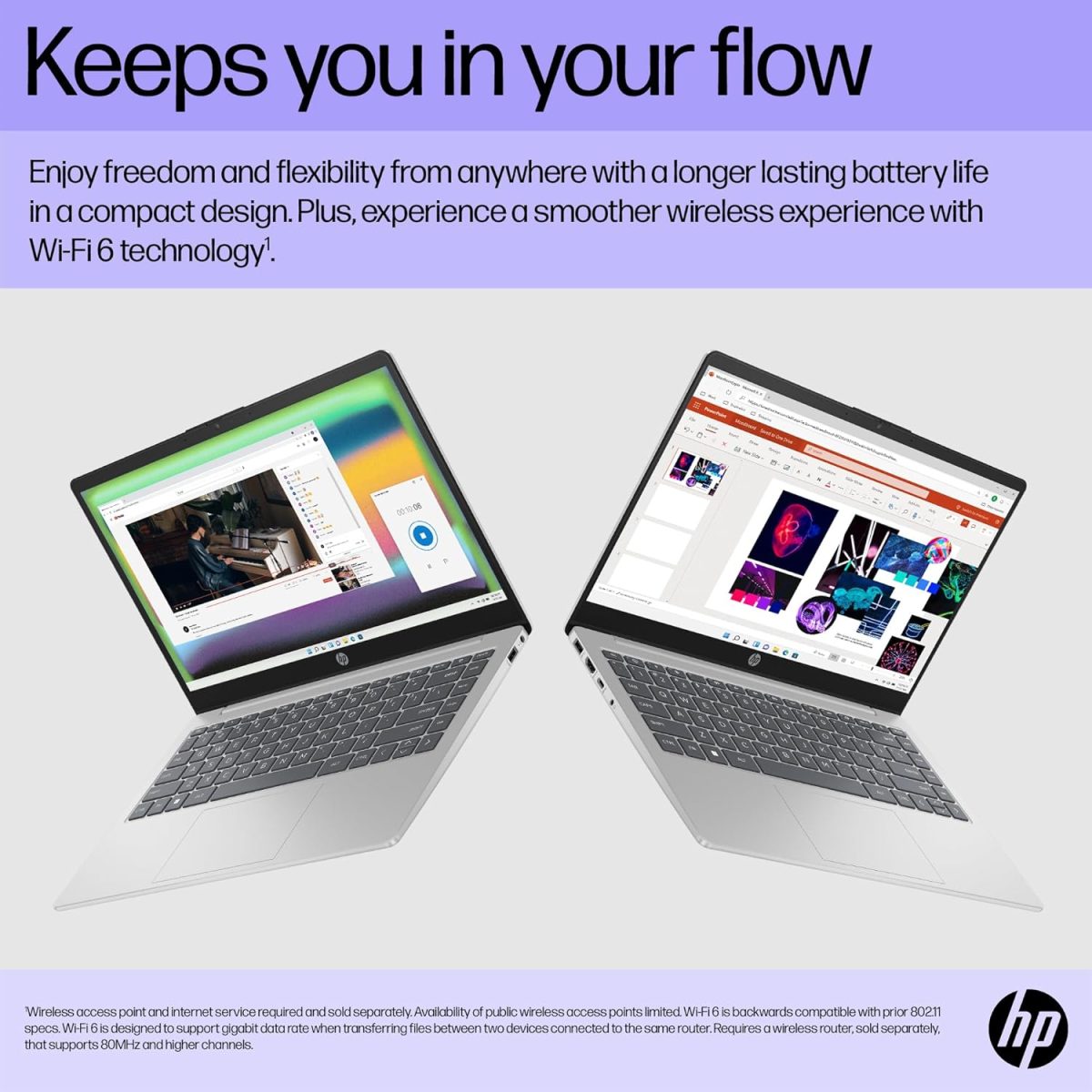 ⁦HP لابتوب 14-ep1003ne بمعالج انتل كور الترا 7-155H وشاشة FHD مقاس 14 انش وذاكرة RAM DDR5 سعة 16GB وSSD 1TB وبطاقة رسومات انتل ارك™ مدمجة وكيبورد انجليزي/عربي وويندوز 11، فضي طبيعي [B13Y4EA]⁩ - الصورة ⁦8⁩