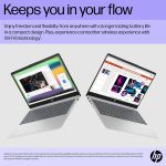 ⁦HP لابتوب 14-ep1003ne بمعالج انتل كور الترا 7-155H وشاشة FHD مقاس 14 انش وذاكرة RAM DDR5 سعة 16GB وSSD 1TB وبطاقة رسومات انتل ارك™ مدمجة وكيبورد انجليزي/عربي وويندوز 11، فضي طبيعي [B13Y4EA]⁩ - الصورة ⁦8⁩