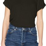 تيشيرت اونلموستر بقبة دائرية وكم قصير للنساء من قماش الجيرسيه من اونلي، متوفر دائما في المخزن