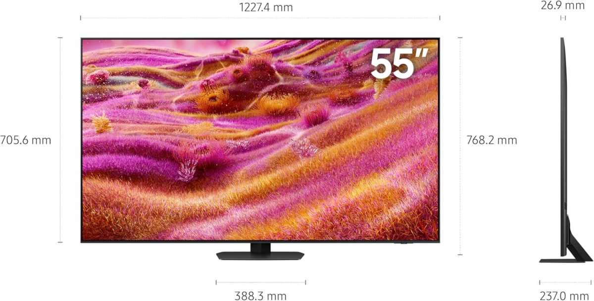 ⁦سامسونج تلفزيون نيو QLED 55 بوصة، QN90F، 4K، LED صغير، معالج NQ4 AI الجيل الثالث، ترقية 4K بالذكاء الاصطناعي، خال من الوهج، نيو كوانتوم HDR+، سامسونج Vision AI (2025 - نسخة الامارات العربية المتحدة)⁩ - الصورة ⁦3⁩