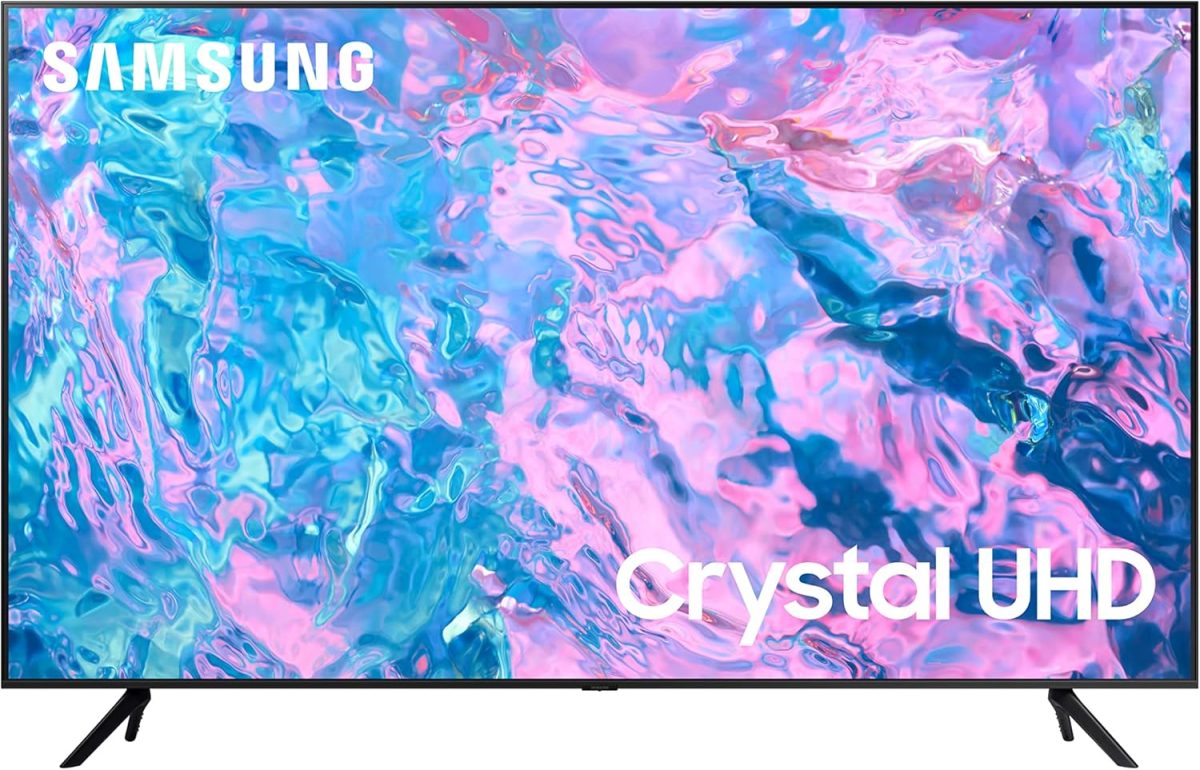 سامسونج تلفزيون ذكي، كريستال UHD 4K، CU7000، 55 بوصة، اسود، 2023، معالج كريستال 4K، بيور كولور، موزع ذكي، UE55CU7000UXZN (مجدد)