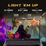 ⁦ايسر لابتوب العاب نيترو في 15 15.6 انش FHD IPS 144Hz انتل i9-13900H 32GB DDR5 1TB SSD جيفورس RTX 4060 8GB GDDR6 كيبورد باضاءة خلفية واي فاي 6 ويندوز 11 برو، اسود، مجموعة قاعدة شحن 256GB⁩ - الصورة ⁦3⁩