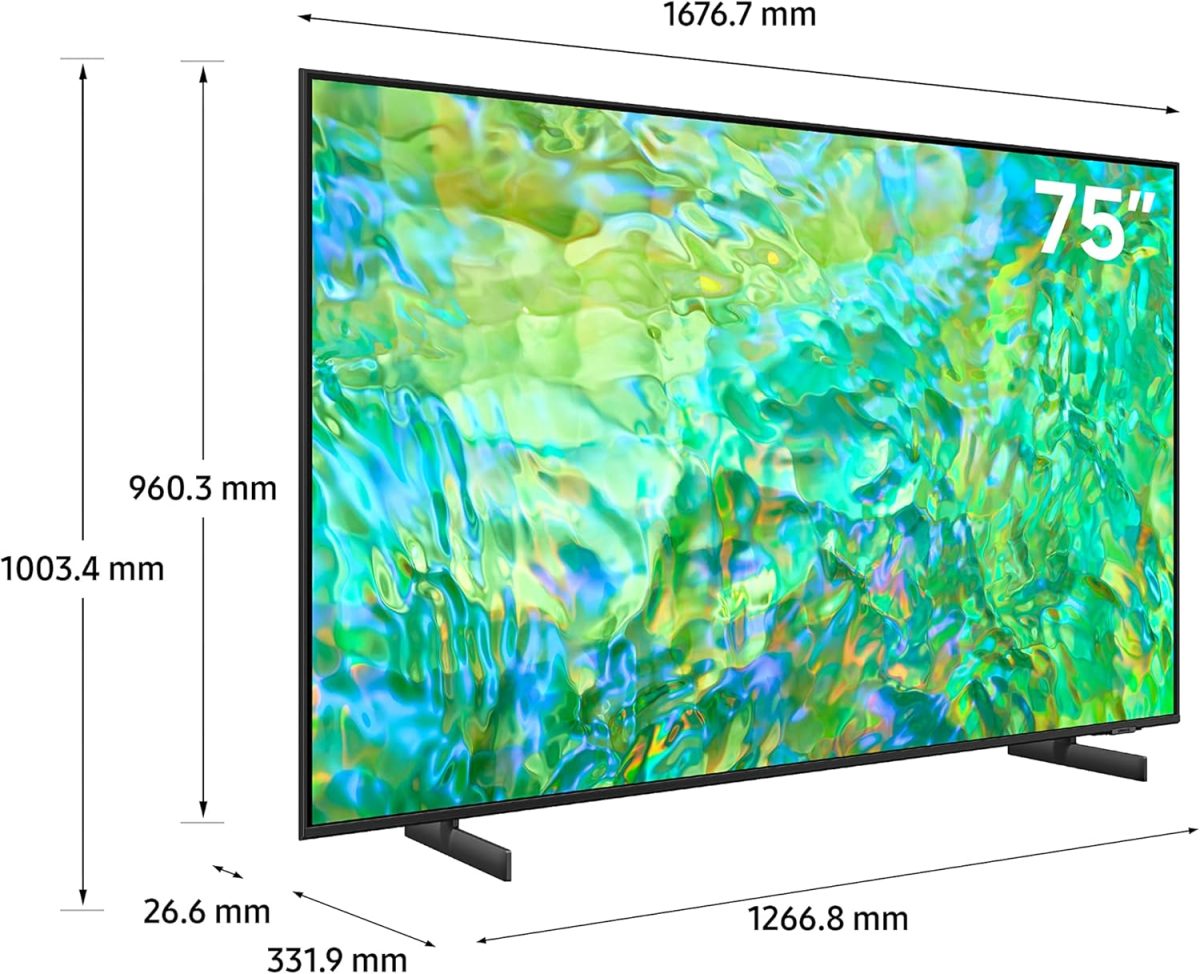 ⁦سامسونج معالج كريستال UHD UHD بدقة 4 كيه مقاس 75 انش بدقة 4 كيه، لون كريستالي ديناميكي ايرسليم UA75CU8000UXZN - ضمان لمدة عام (موديل 2023 - نسخة الامارات العربية المتحدة)⁩ - الصورة ⁦2⁩