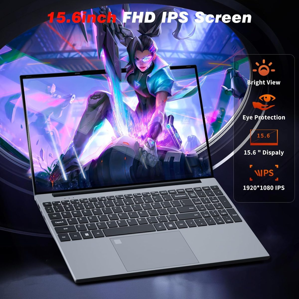 ⁦2025 Gaming Laptop,15.6 Inch Laptop,Laptops 16GB 512GB SSD,Laptop Computer N5095,Traditional Laptop Computers 180 Angle Opening,Lap top Fingerprint Unlock Backlit Keyboard,1920X1080 FHD IPS MINI-HDMI⁩ - الصورة ⁦3⁩