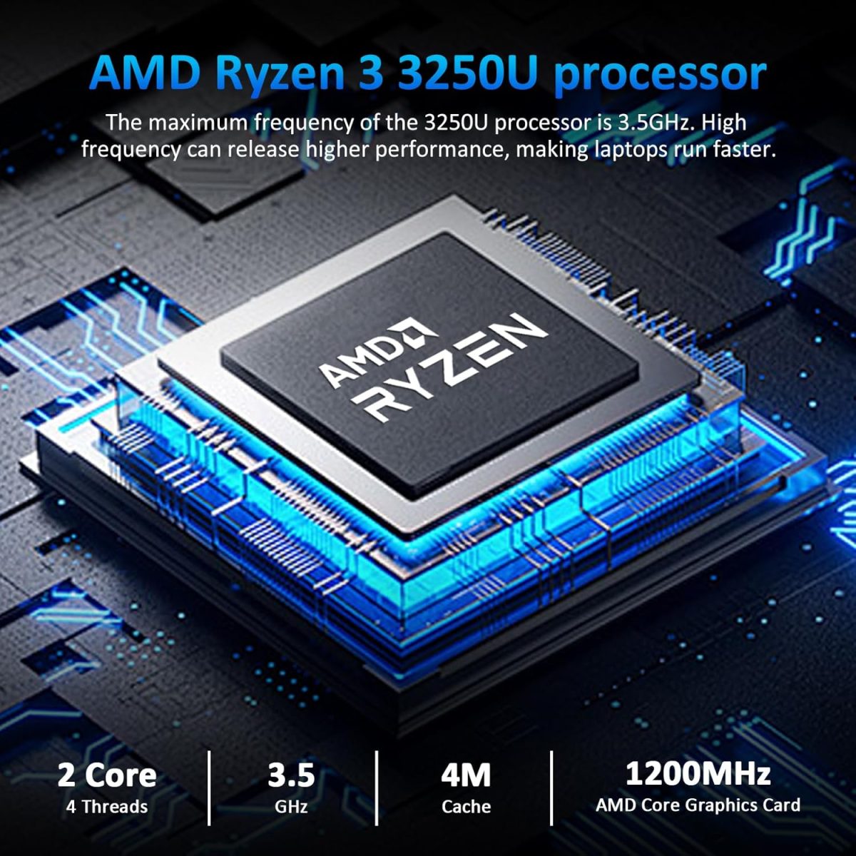 ⁦لابتوب اعمال 16 انش، معالج AMD رايزن 3 3250U، 8GB RAM 512GB SSD، فتح بصمة الاصبع، كيبورد باضاءة خلفية، شاشة FHD، لابتوب تقليدي للعمل والمكتب والطلاب والالعاب (8GB | 512GB)⁩ - الصورة ⁦3⁩