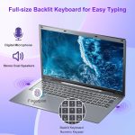 ⁦لابتوب 2025 17 17.3 انش HD+ للطلاب والاعمال، 16GB DDR5 RAM، 1TB SSD، انتل رباعي النواة N100 (يتفوق على i3-1115G4، حتى 3.4GHz)، كيبورد باضاءة خلفية، بصمة اصبع، نوع C، مايكروسوفت اوفيس، ويندوز 11 برو⁩ - الصورة ⁦6⁩