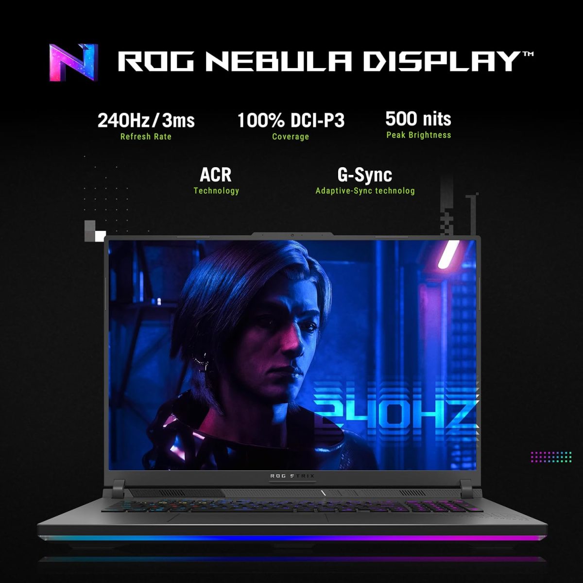 ⁦اسس, لابتوب العاب روج ستريكس G18 G815LW-S9033W، انتل كور الترا 9 275HX/32GB/1TB PCIE G4 SSD/انفيديا RTX5080/16GB GDDR7/ويندوز 11 هوم/18/كيبورد انجليزي-عربي/رمادي⁩ - الصورة ⁦4⁩