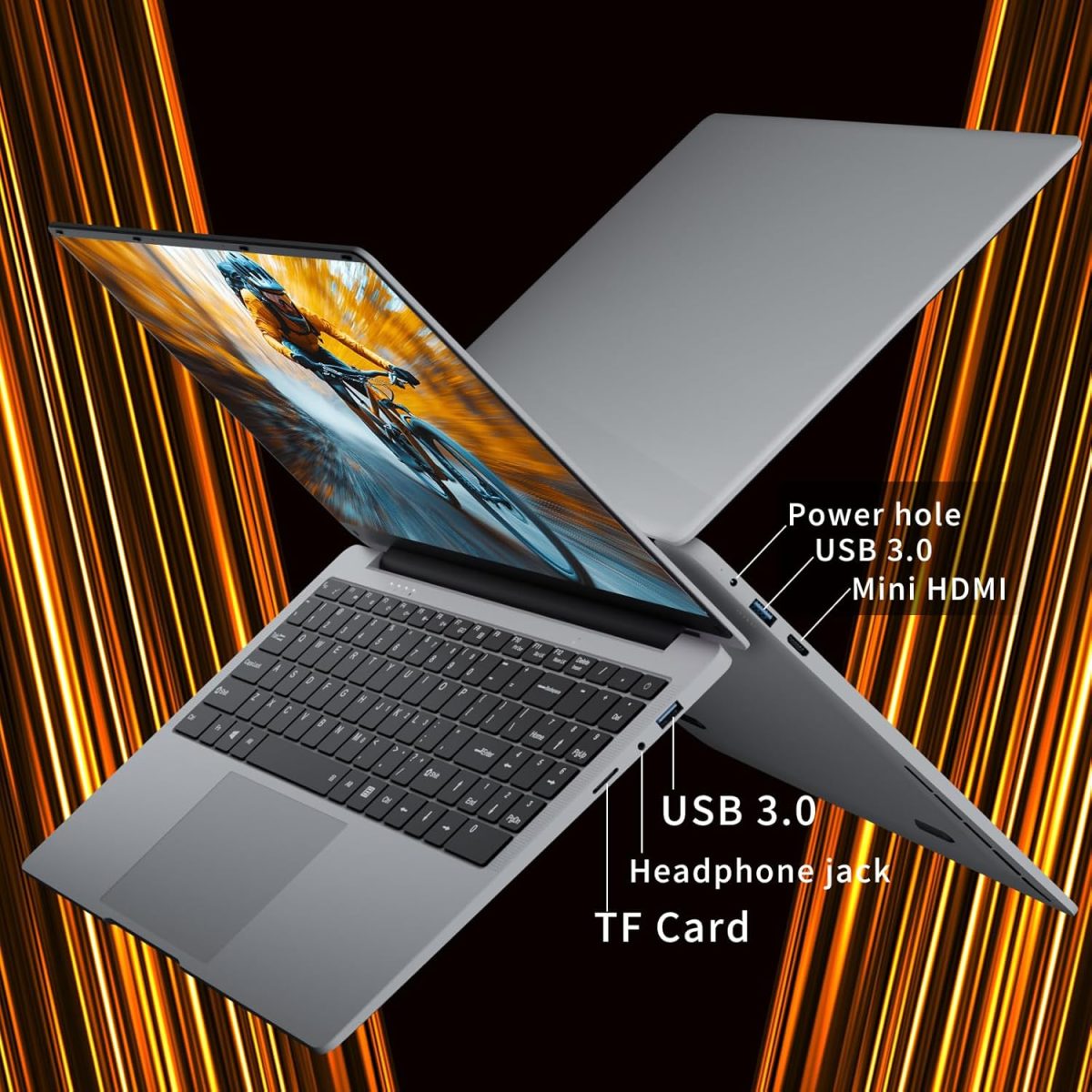 ⁦لابتوب كومنوسال N4000 بشاشة 15.6 انش للطلاب مع ذاكرة RAM 8GB وSSD 256GB ونت بوك خفيف ورفيع وواي فاي 5 وميني HDMI و180 زاوية فتح وبلوتوث 5.0 وUSB 3.0 للطلاب والاعمال⁩ - الصورة ⁦6⁩