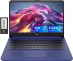 HP لابتوب ستريم 14 انش مايكرو ايدج HD، انتل سيليرون N4020، ذاكرة RAM 8GB، تخزين 224GB (مجموعة قاعدة شحن اي ام ام سي 64GB و160GB)، اوفيس 365 لمدة عام، كاميرا ويب، واي فاي 5، بلوتوث، ويندوز 11، ازرق