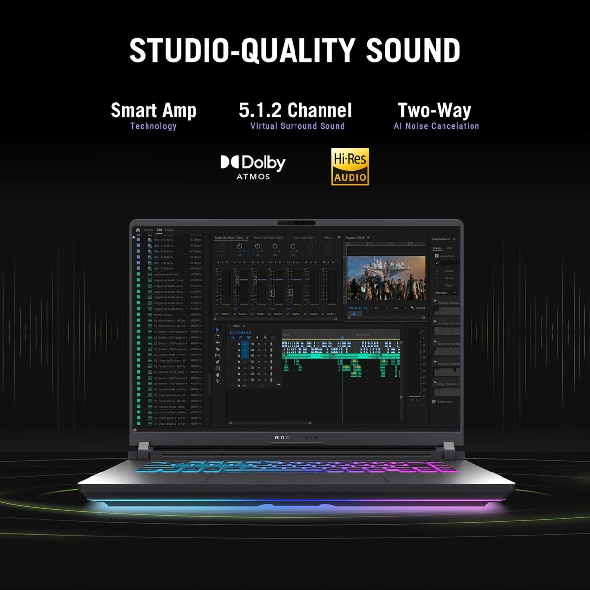 ⁦ASUS ROG Strix G16 (2025) Gaming Laptop, 16” ROG Nebula Display 16:10 2.5K 240Hz/3ms, NVIDIA® GeForce RTX™ 5060 GPU, Intel® Core™ Ultra 9 Processor 275HX, 16GB DDR5, 1TB SSD, Wi-Fi 7, Wind11 Home⁩ - الصورة ⁦7⁩