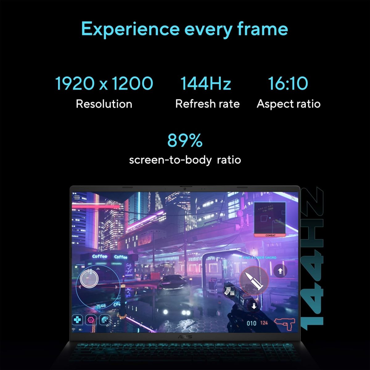 ⁦اسس لابتوب العاب V16، شاشة 16 انش WUXGA 144Hz، معالج انتل كور 7 240H، انفيديا جيفورس RTX 3050، ذاكرة 16GB، تخزين 512GB، ويندوز 11، اسود مات، V3607VJ-DS76⁩ - الصورة ⁦5⁩